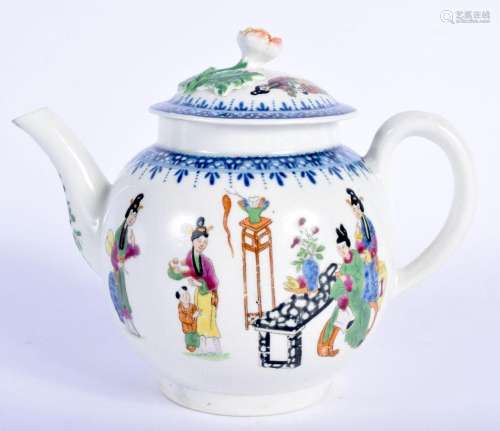 AN 18TH CENTURY WORCESTER BLUE AND WHITE TEAPOT AND COVER pr...