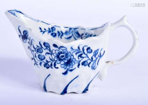 AN 18TH CENTURY ENGLISH BLUE AND WHITE FLUTED CREAM BOAT Pro...