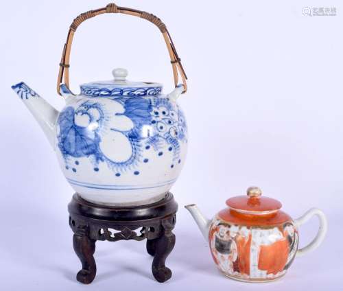 TWO EARLY 20TH CENTURY JAPANESE MEIJI PERIOD TEAPOTS AND COV...