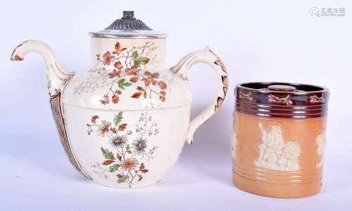 A RARE ANTIQUE DOULTON POTTERY SELF POURING TEAPOT together ...