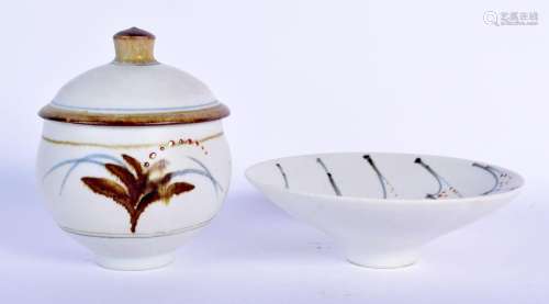 A DAVID LEACH BOWL AND COVER together with a David Leach bow...