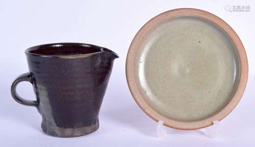 A ST IVES STUDIO POTTERY JUG and a St Ives plate. Largest 14...