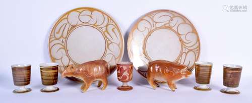 A RARE PAIR OF ALDERMASTON POTTERY ANIMAL FORM CANDLESTICKS ...