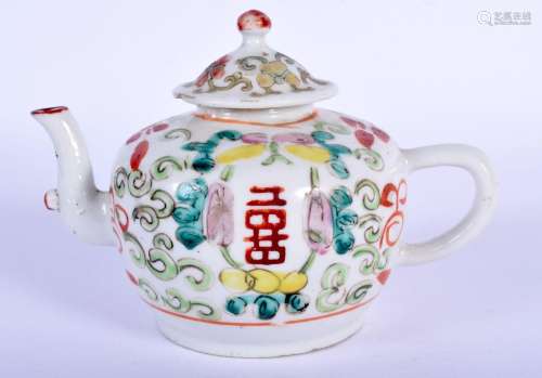 A LATE 19TH CENTURY CHINESE FAMILLE ROSE TEAPOT AND COVER La...