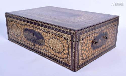 A LARGE EARLY 19TH CENTURY CHINESE EXPORT BLACK LACQUER SEWI...