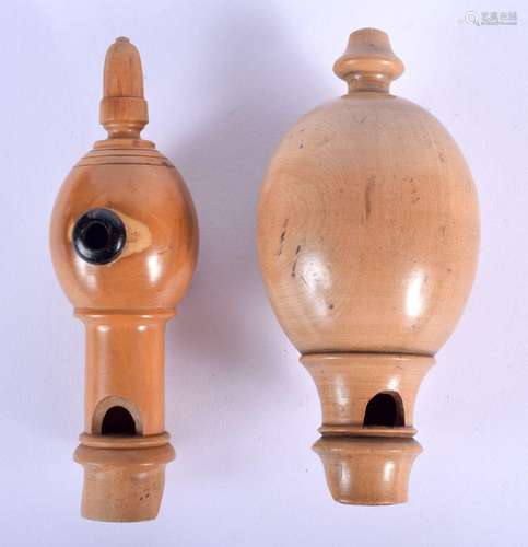 TWO ANTIQUE BOXWOOD MOUTH ORGAN INSTRUMENTS. Largest 13 cm l...