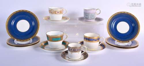 19th and 20th c. Minton three cups and saucers, two coffee c...