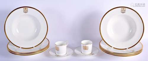 20th c. eight Minton gilt crested soup plates and two gilt c...