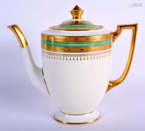 20th c. Minton coffee pot with acid etched gilding and a gre...