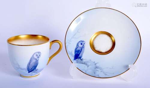 Royal Worcester demi-tasse cup and saucer painted in shades ...