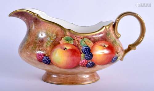 Ex-Royal Worcester artist Frank Higgins sauceboat painted wi...