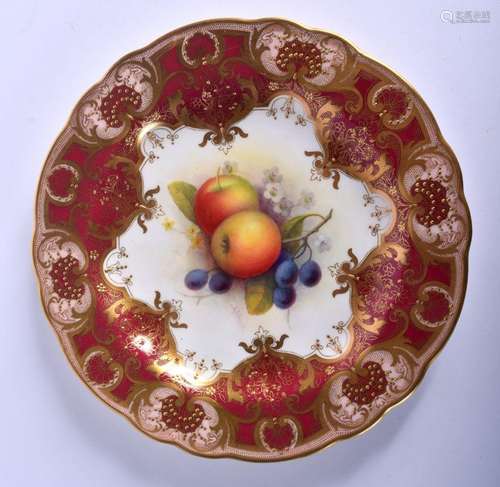 Royal Worcester plate painted with fruit by A. Shuck signed,...