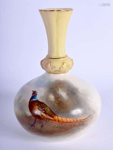 Royal Worcester vase painted with a pheasant by Jas. Stinton...