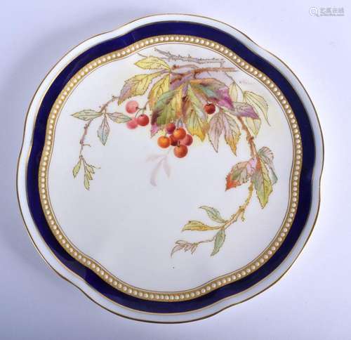 Royal Worcester plate painted with berries and prismatic and...