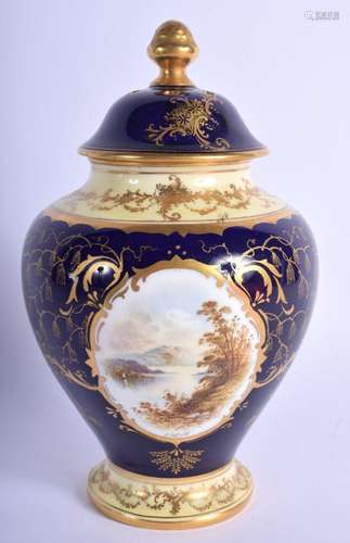 Early 20th c. Coalport vase and cover painted with a scene o...