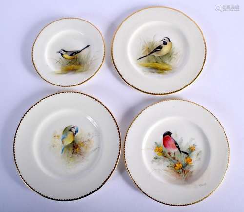 Royal Worcester three small plates three by W. Powell and th...