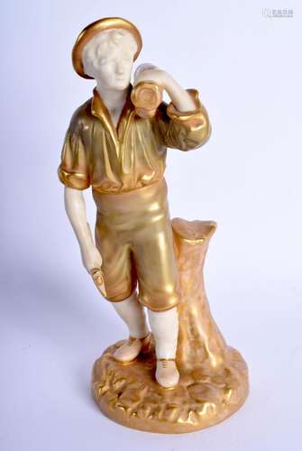 Royal Worcester figure of a woodsman decorated in two tone s...