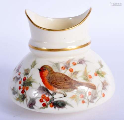 Royal Worcester vase painted with a chubby bird on a berried...