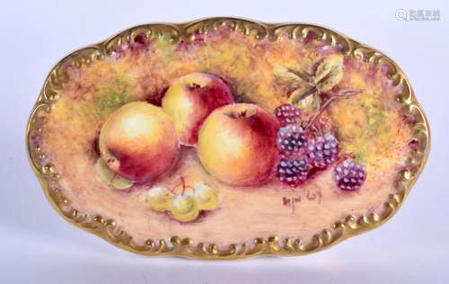 Ex-Royal Worcester artist plaque with integral stand painted...