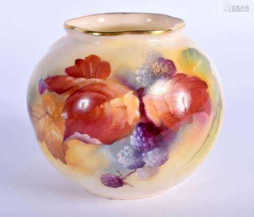 Royal Worcester spirally moulded spherical vase painted with...