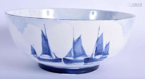 Royal Crown Derby bowl painted inside and out with sailing s...