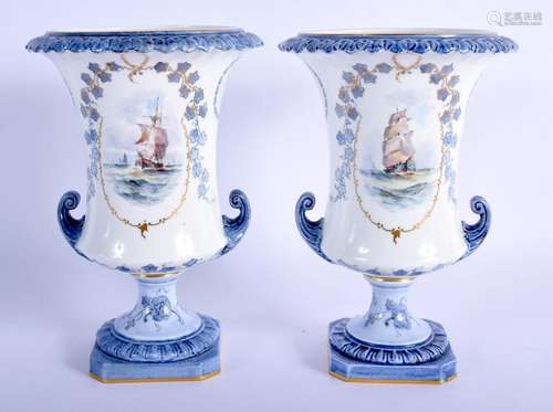 Royal Crown Derby pair of two handled campana vases each pai...