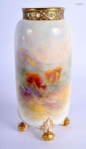 Royal Worcester vase shape G42 with reticulated neck and fou...