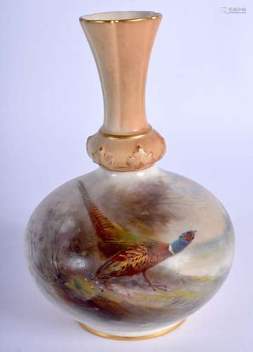 Royal Worcester vase shape 799G painted with a pheasant in l...