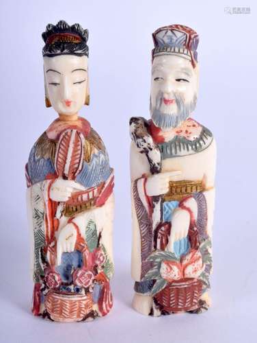 A PAIR OF LATE 19TH CENTURY CHINESE POLYCHROMED IVORY SNUFF ...