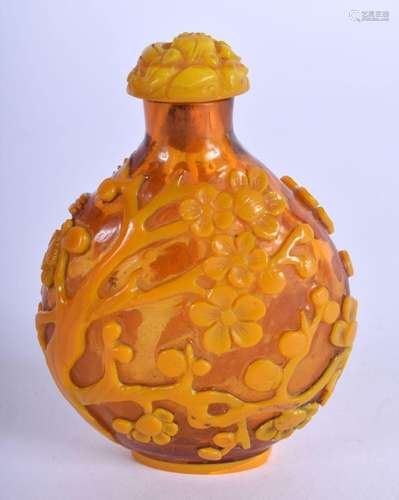 A FINE 19TH CENTURY CHINESE AMBER PEKING GLASS SNUFF BOTTLE ...