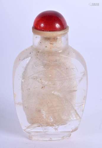 A 19TH CENTURY CHINESE CARVED ROCK CRYSTAL SNUFF BOTTLE AND ...