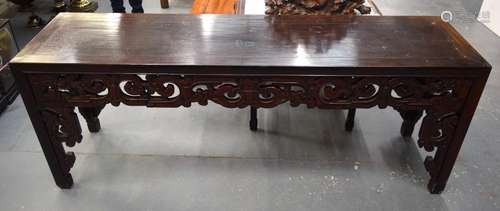 A 19TH CENTURY CHINESE HONGMU CONSOLE TABLE WITH CARVED DRAG...