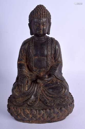 A CHINESE CAST IRON FIGURE OF A SEATED BUDDHA 20th Century. ...