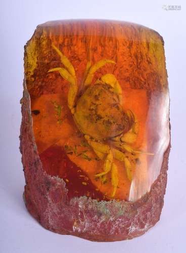 AN AMBER TYPE CRAB SPECIMAN SCHOLARS BOULDER. 10 cm x 7 cm.