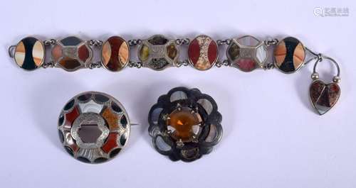 A GROUP OF ANTIQUE SCOTTISH SILVER JEWELLERY. 60 grams. Larg...