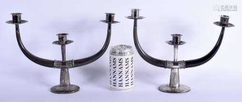 A PAIR OF LATE 19TH CENTURY MIDDLE EASTERN SILVER AND HORN C...