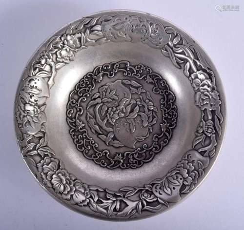 A CHINESE SILVERED BRONZE BOWL 20th Century. 13 cm diameter.