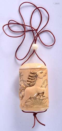 A JAPANESE BONE HORSE INRO. 44 grams. 5.5 cm x 3.5 cm.