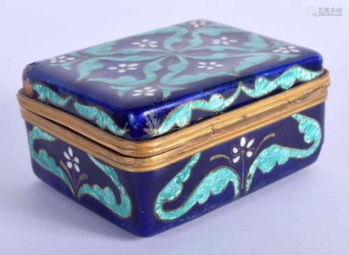 AN ART NOUVEAU EUROPEAN ENAMELLED BOX. 96 grams. 3.5 cm x 7 ...