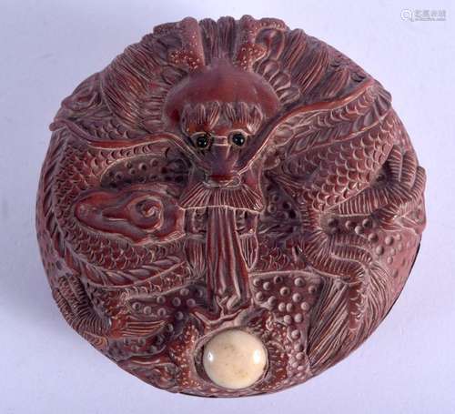 A JAPANESE DRAGON BOX. 55 grams. 6.5 cm x 3.5 cm.