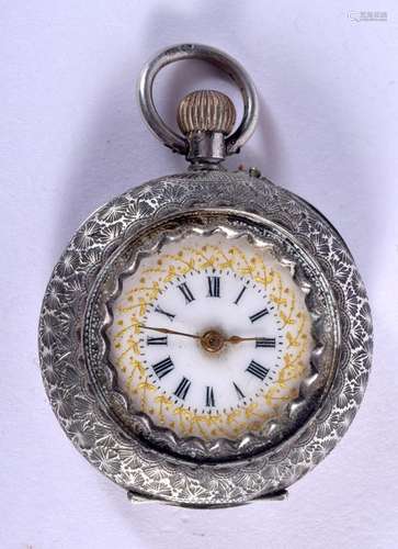 A FINE EDWARDIAN SILVER AND ENAMEL FOB WATCH. 25 grams. 3.25...