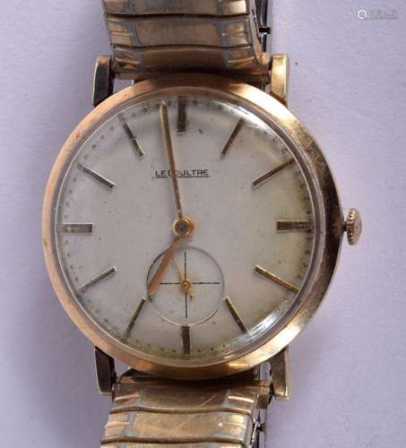 A VINTAGE 14CT GOLD JAEGER LE COULTRE WRISTWATCH. 50 grams. ...