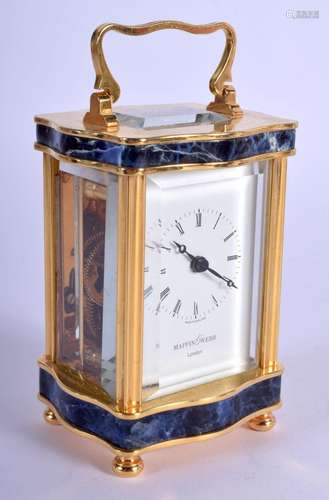 A MAPPIN & WEBB CARRIAGE CLOCK. 10.5 cm high inc handle.