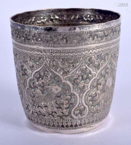 AN INDIAN WHITE METAL BEAKER. 73 grams. 7.5 cm x 7.5 cm.