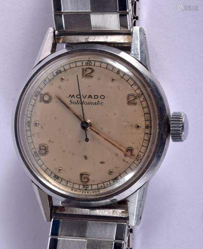 A VINTAGE MOVADO WRISTWATCH. 60 grams. 3.5 cm wide inc crown...