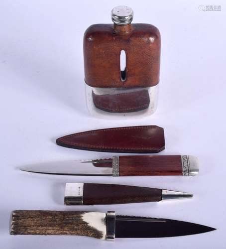 A SCOTTISH SILVER MOUNTED KNIFE together with another knife ...