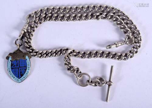 A SILVER AND ENAMEL WATCH CHAIN. Birmingham 1990. 90 grams. ...