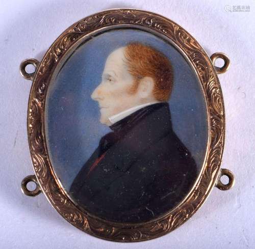 A MID 19TH CENTURY PAINTED IVORY PORTRAIT IVORY MINIATURE. 8...