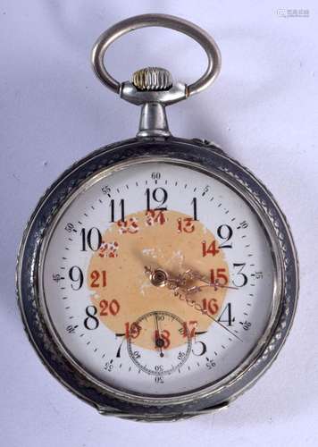 A SILVER NIELLO POCKET WATCH. 148 grams. 6.25 cm diameter.