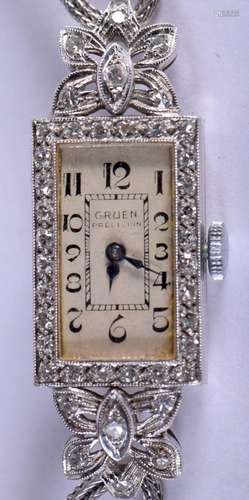 AN ART DECO 14CT WHITE GOLD GRUEN COCKTAIL WATCH. 20 grams. ...